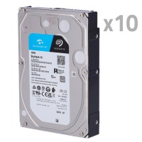 Pack de discos rígidos - 10 unidades - Seagate SkyHawk ST10000VE0008 - Até 32 transmissões de inteligência artificial - 10 TB de armazenamento - Especial para CCTV com inteligência