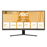 AOC Basic-line CU34B3E - B3 Series - monitor LED - curvo - 34" - 3440 x 1440 WQHD @ 120 Hz - VA - 300 cd/m² - 3500:1 - HDR10 - 1 ms - HDMI, DisplayPort - preto