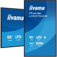 MONITOR IIYAMA 55" 3840X2160, UHD VA, 500CD/M2, HORIZ VERT,FAILOVER,MM 2X 10W, HDMI 3X, DP, DP-OUT, USB 2.0 X2, WIFI, LAN, MEDIA PLAY USB, LAN / RS232C, IISIGNAGE2, IISHARE, IICONTROL ANDROID 11, PC-SLOT SDM-L, 24/7, VESA 400X400 (LH5575UHS-B2AG) - 1