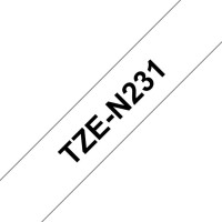 BROTHER TZEN231 12mm BLACK ON WHITE ADHESIVE TAPE NON LAMINATED