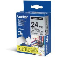 BROTHER Cinta laminada  Plata / negro 24 mm