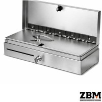 Gaveta Dinheiro Metálica Inox Vertical 5N/8M - ZQ-170A - 460x170x100 Com Tampa e Cofre