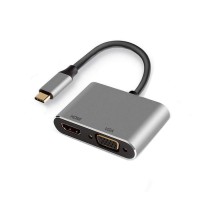 Adaptador USB C Dual Display 4K HDMI e VGA, 15cm Adaptador USB C Dual Display 4K HDMI e VGA, 15cm