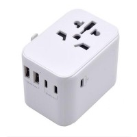Adaptador de viagem Universal com fichas EU/EUA/RU/AUS e 2 USB ports e 3 Type C
