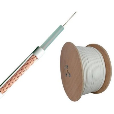 Cabo Coaxial | RG59 | Vídeo | Bobine 100m | Branco | Mínima Perda
