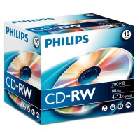CD-RW 80 Minutos | Philips | 700MB 4-12x Jewel Case (10 Unidades)