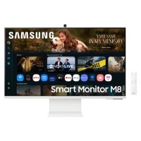 Smart Monitor Samsung M8 M80F S32FM801UU 32"/ 4K/ Multimedia/ Regulable en altura/ Smart TV/ Webcam/ Blanco (LS32FM801UUXDU)