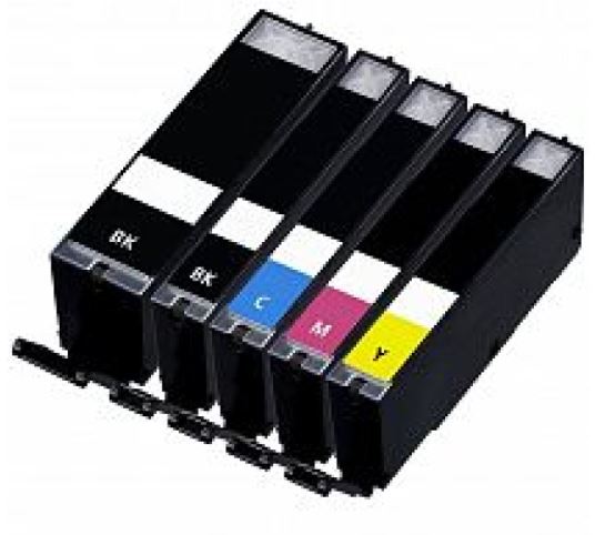 Conjunto 5 Tinteiros Canon Compatíveis PGI-525BK/CLI-526BK/CLI-526C/CLI-526M/CLI-526Y