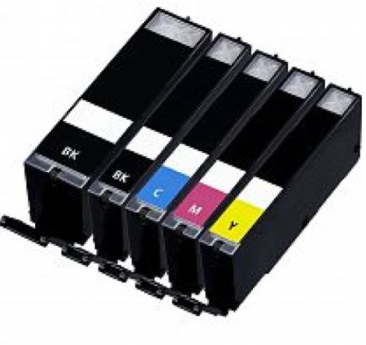 Conjunto 5 Tinteiros Canon Compatíveis PGI-570BK/CLI-571BK/CLI-571C/CLI-571M/CLI-571Y