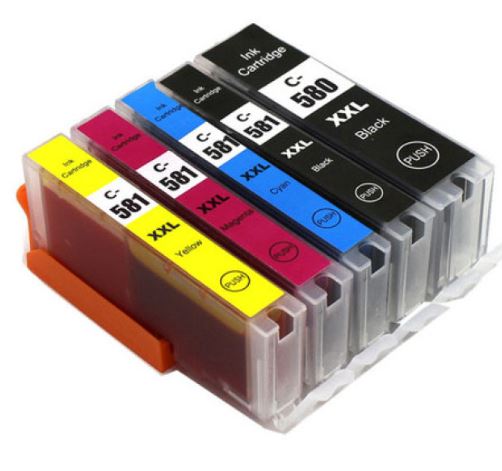 Conjunto 5 Tinteiros Canon Compatíveis PGI-580BK / CLI-581BK/C/M/Y